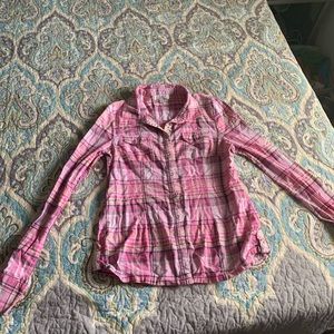Long sleeve pink plaid light shirt